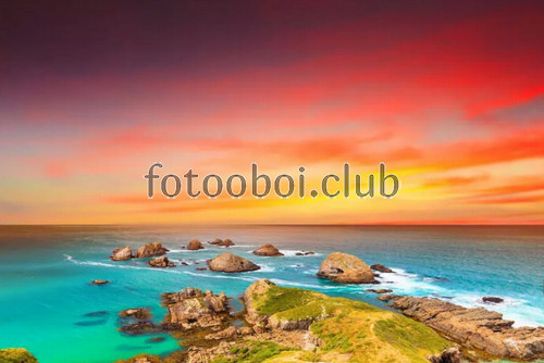 закат, вид, море, океан